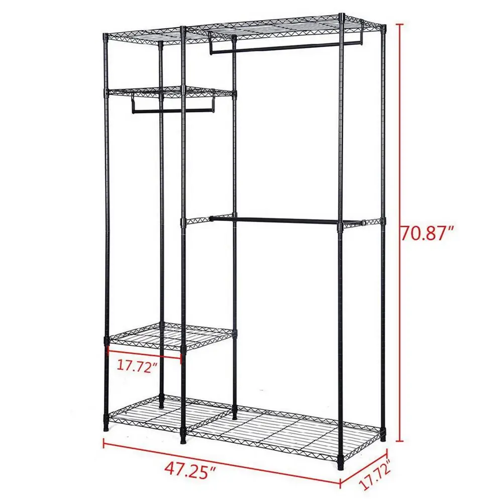 

4 Tiers Layers Iron Clothing Clothes Storage Rack Home Household Organizer
