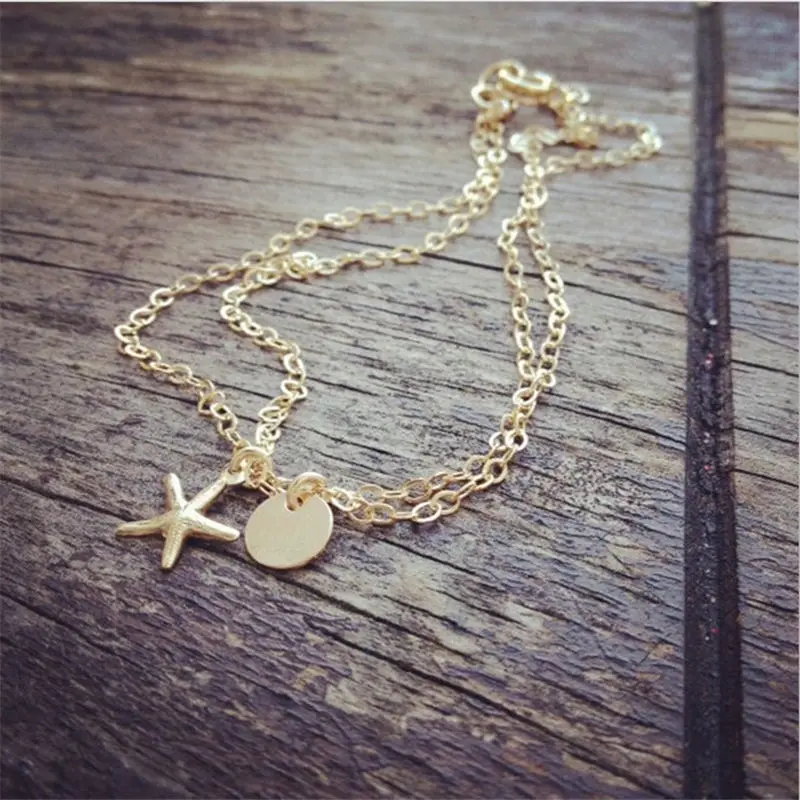 LIDUO Bohemian Starfish Heart Perarl Coin Bracelet For Women Vintage Simple Elegant Charm Chain Ocean Party Jewelry New | Украшения и