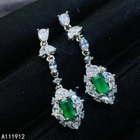 kjjeaxcmy fine jewelry natural emerald 925 sterling silver women gemstone earrings new ear studs support test lovely