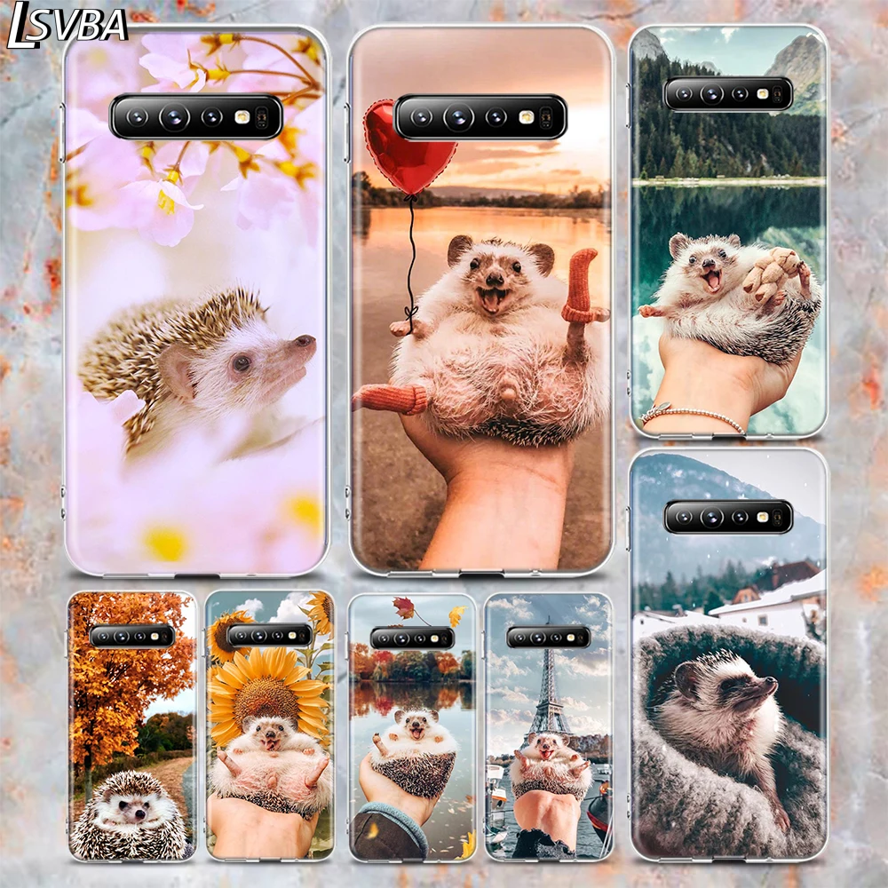 

Silicone Cover Cute Hedgehog Outing For Samsung Galaxy Note 20 Ultra 10 lite 9 8 S10 5G S9 S8 S7 S6 Edge Plus Phone Case