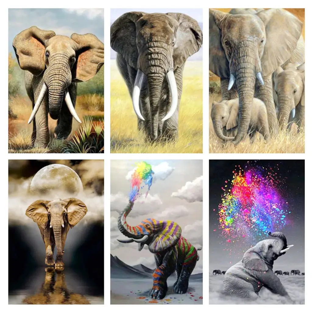 

New 5D DIY Diamond Painting Anime Elephant Embroidery Rhinestone Cross Stitch Gift Home Office Decor Kids Adult Factory Direct