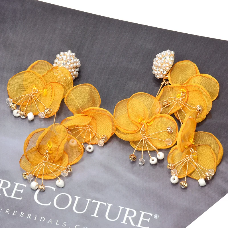 Женские длинные серьги подвески в форме цветка Изящные Ювелирные изделия