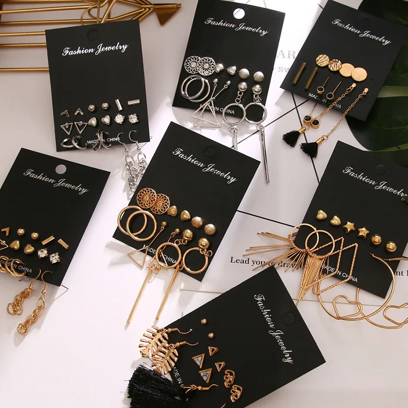 Модные металлические серьги-подвески FNIO геометрической формы для женщин Набор