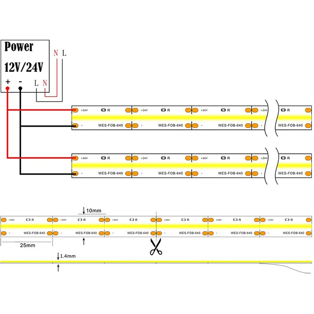 Сгибаемый гибкий 12V 24V COB Светодиодные ленты 0 5 м мягкий Бар Потолочные