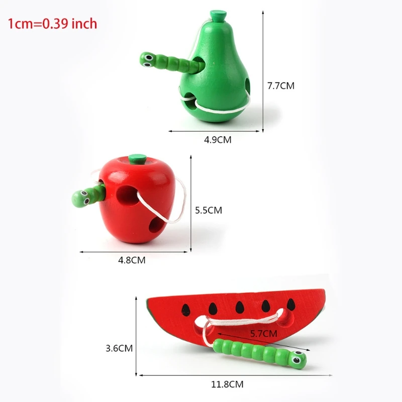 

W3JF 1Set Colorful Painted Wooden Peg Game Toddler Montessori Educational Weaving Worm Toy Early Learning Teaching Aid Toy