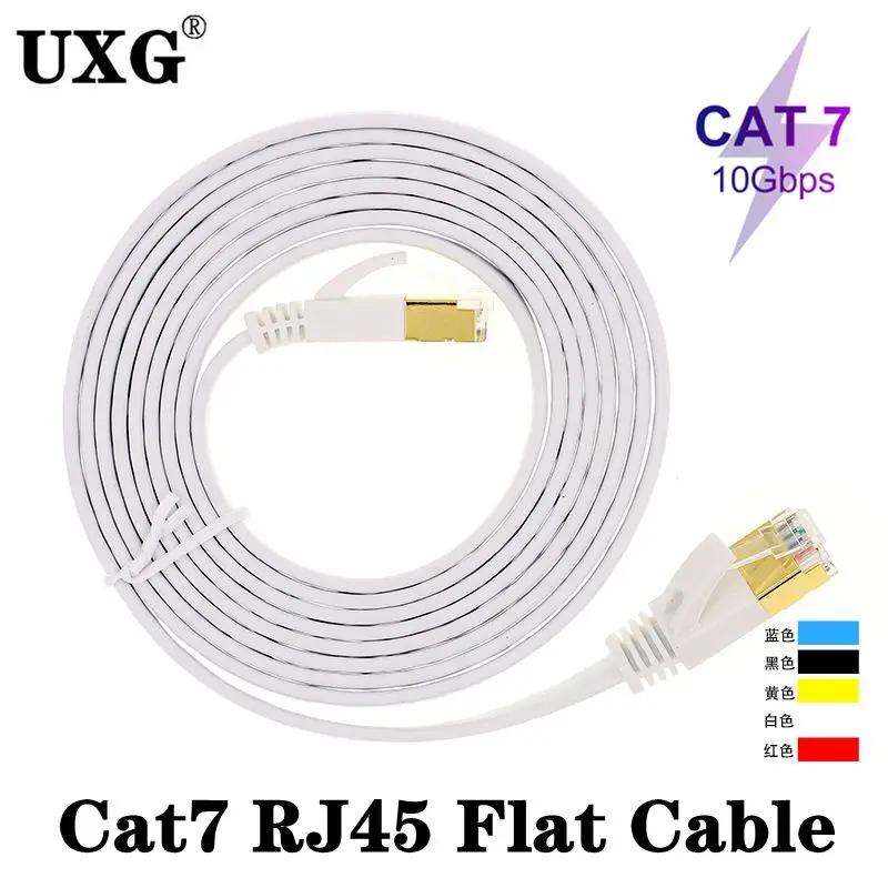 10Gbps Cat7 20cm 50cm 1m 2m 3m 5m 10m 15m 20m CAT7 Flat STP Ethernet Network Cable RJ45 Patch LAN PC Router Laptop CAT6A Cable