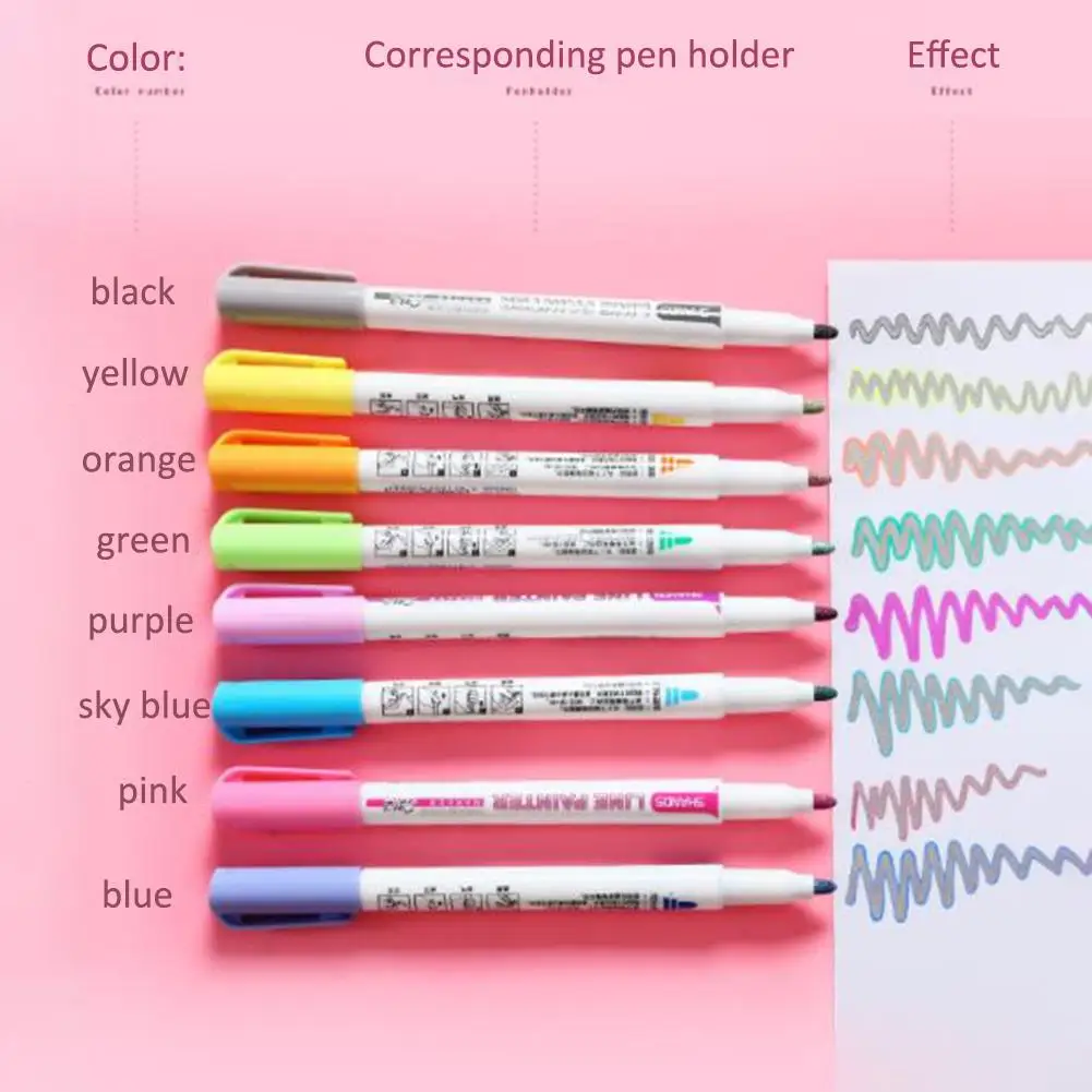 Маркер ручки краски Контурные Перманентный маркер 8 цветов двойная линия ручка