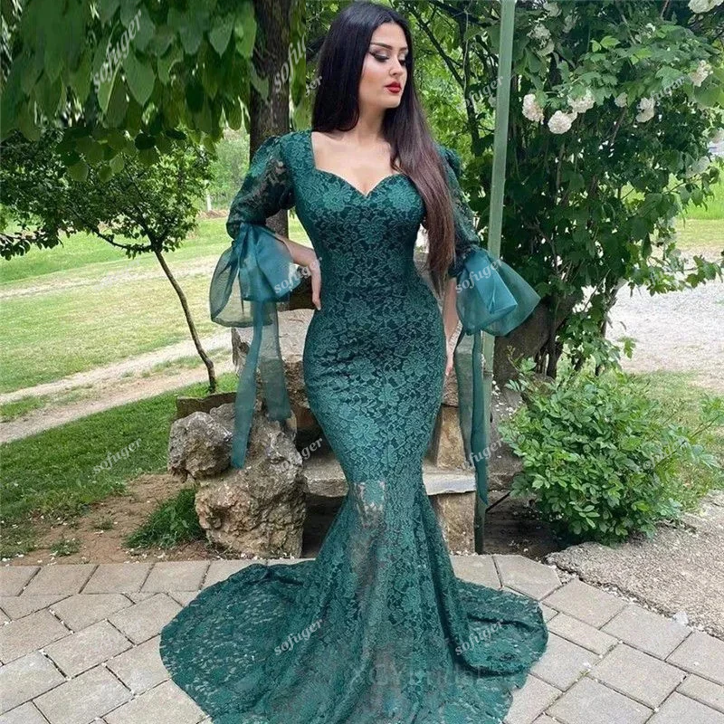 

Green Lace Mermaid Evening Dresses Sweetheart Robe De Soiree Celebrity Prom Wedding Party Gown Vestidos De Fiesta Noche