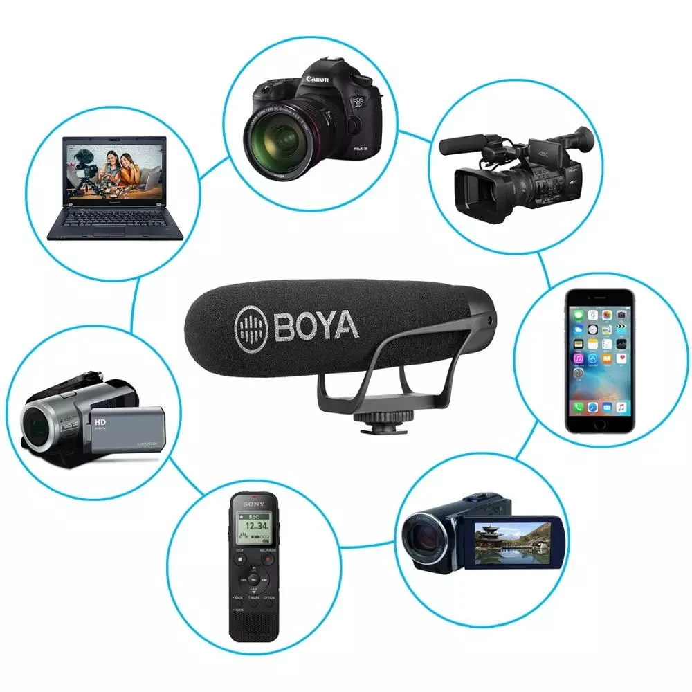 

BOYA BY-BM2021 Shotgun Microphone Super Cardioid Video Recording for iPhone Android Smartphone Tablet DSLR Camera Camcorder PC