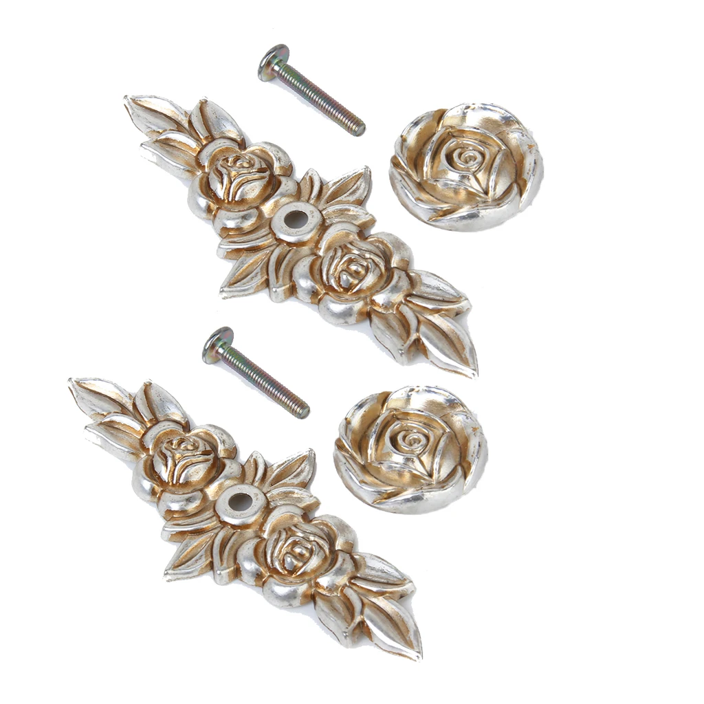 2 шт. антикварная Серебристая Роза ящик для шкафа мебельная дверная ручка вытяжка