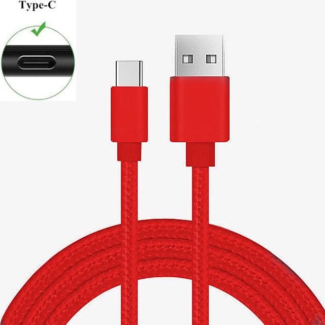 Кабель USB Type C для быстрой зарядки красный провод SAMSUNG S10 A40 A50 M20 Xiaomi Mi 9 Leagoo S9 Xperia XA1 XZ