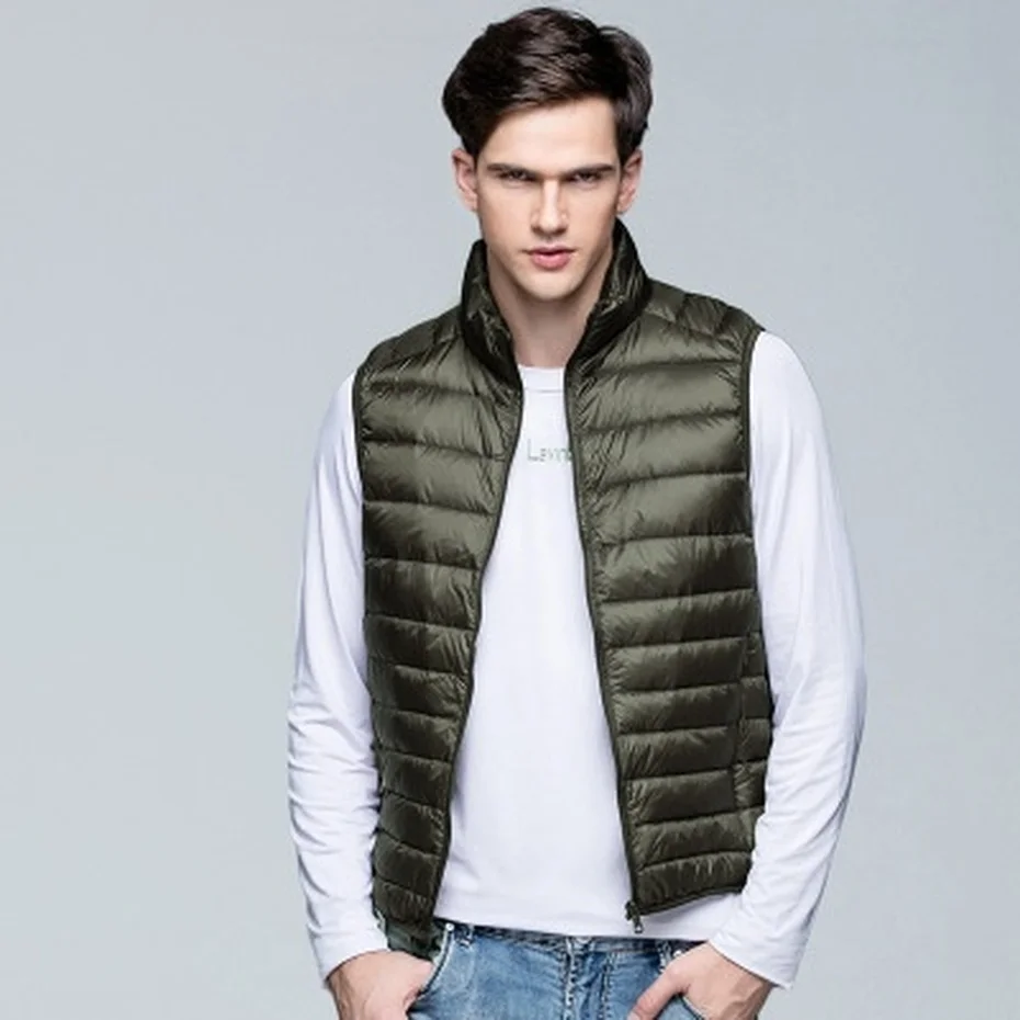 

Nice Brand New Winter Ultra Light Duck Down Vest Men Cotton Waistcoat Thin Short Cotton Sleeveless Vest Jacket Coat S-3XL Male