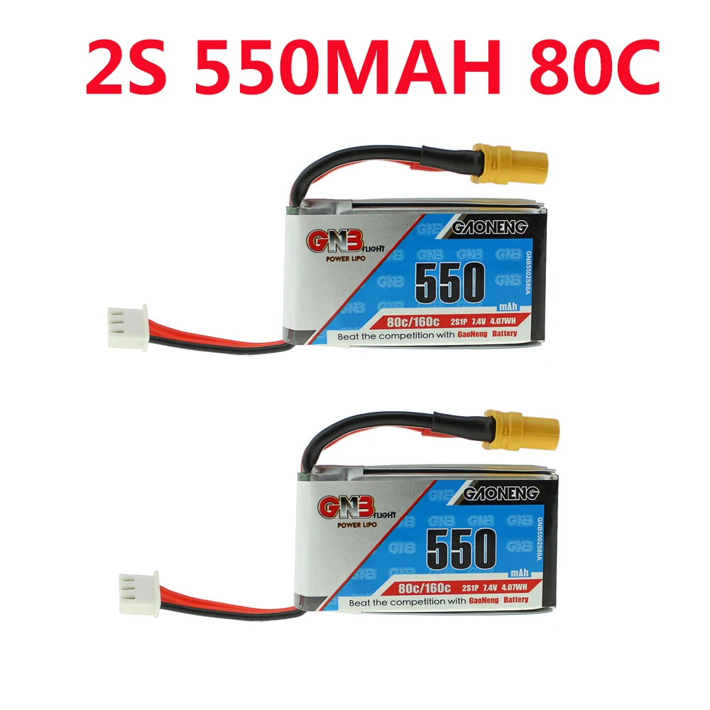 2PCS 2s 550mah XT30 Gaoneng GNB 11,1 V 3S 550mAh 850mah 80/160C Lipo аккумулятор Перезаряжаемый XT30 разъем для lizzard95 FPV RC Квадрокоптер - Цвет: 2PCS 2s 550mah XT30