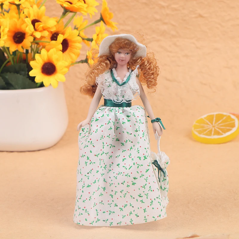 

1:12 Miniature Beautiful Lady Teachers Mini Victorian Porcelain Dolls Dollhouse Decoration Accessories