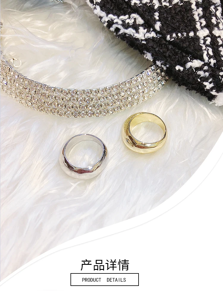 

European and American All-Match Cold Simple Metal Ring Female Stylish Online Influencer Index Finger Ring Autumn and Winter New