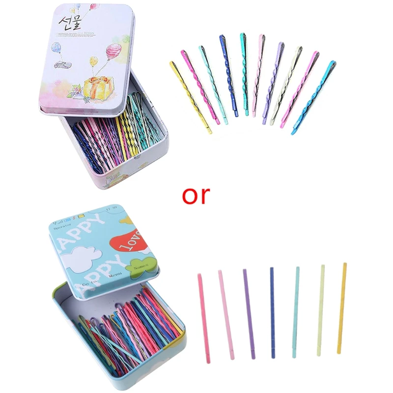 

50pcs/box Women Color Alloy Bobby Pins Simple Candy Color Hair Clip Hairpin