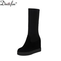 daitifen brand classical women winter outdoor shoes leisure mid calf boots female platform hidden heel ankle boots women fashion