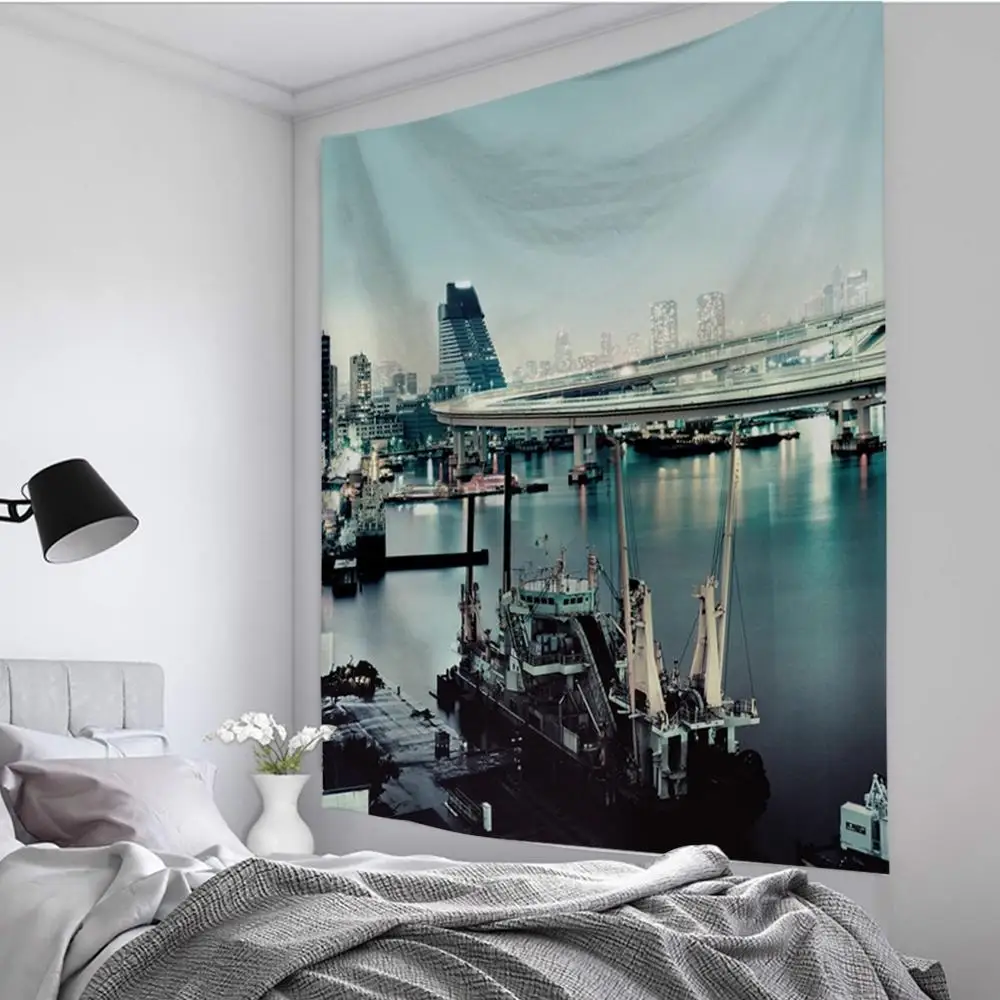 

Tapestry Natural City Architecture Scenery Wall Hanging Decoration Beach Mat Travel Student Dormitory Bedroom Home Decoration