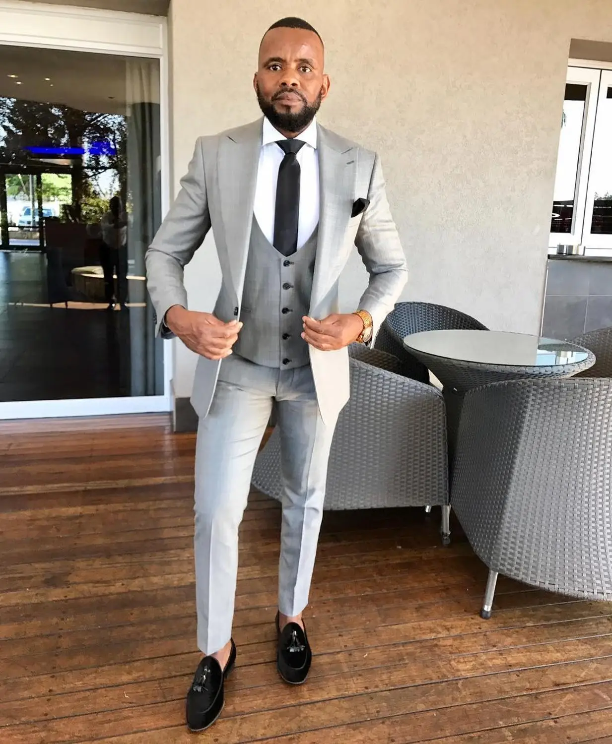 

Handsome Groomsmen Wool blend Groom Tuxedos Mens Wedding Dress Man Jacket Blazer Prom Dinner (Jacket+Pants+Tie+Vest) A108