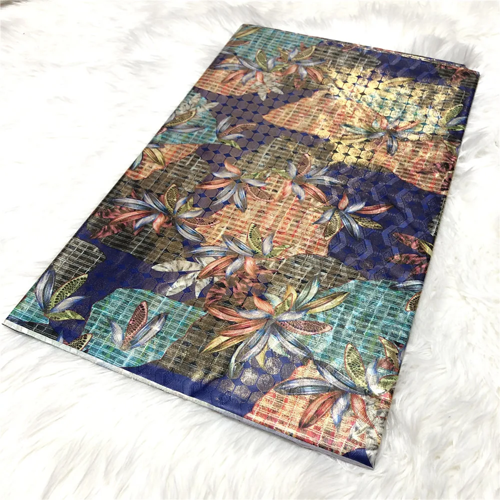 Новая золотая парчовая кружевная ткань Bazin для африканвечерние новинка 5 ярдов