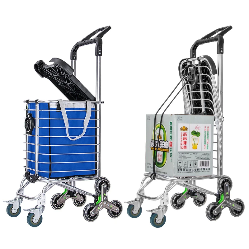 

Luggage Trolley handicapped cart 6 wheel shopping for climbing stair baby strollerTrailer Elderly Hand Cart