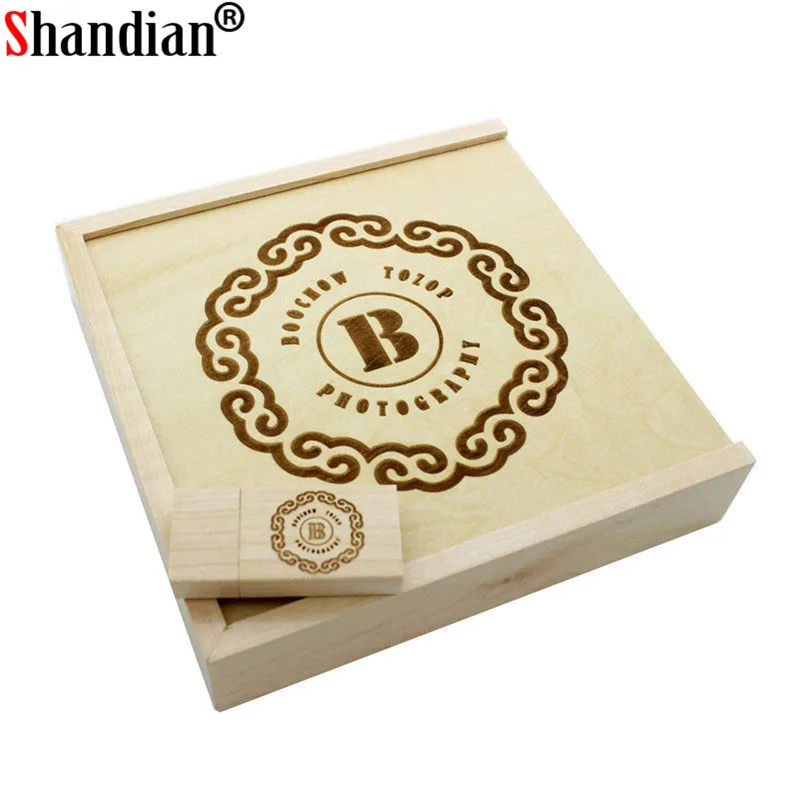 SHANDIAN (1 шт. бесплатный логотип) фото уникальный Альбом грецкий орех дерево Флешка