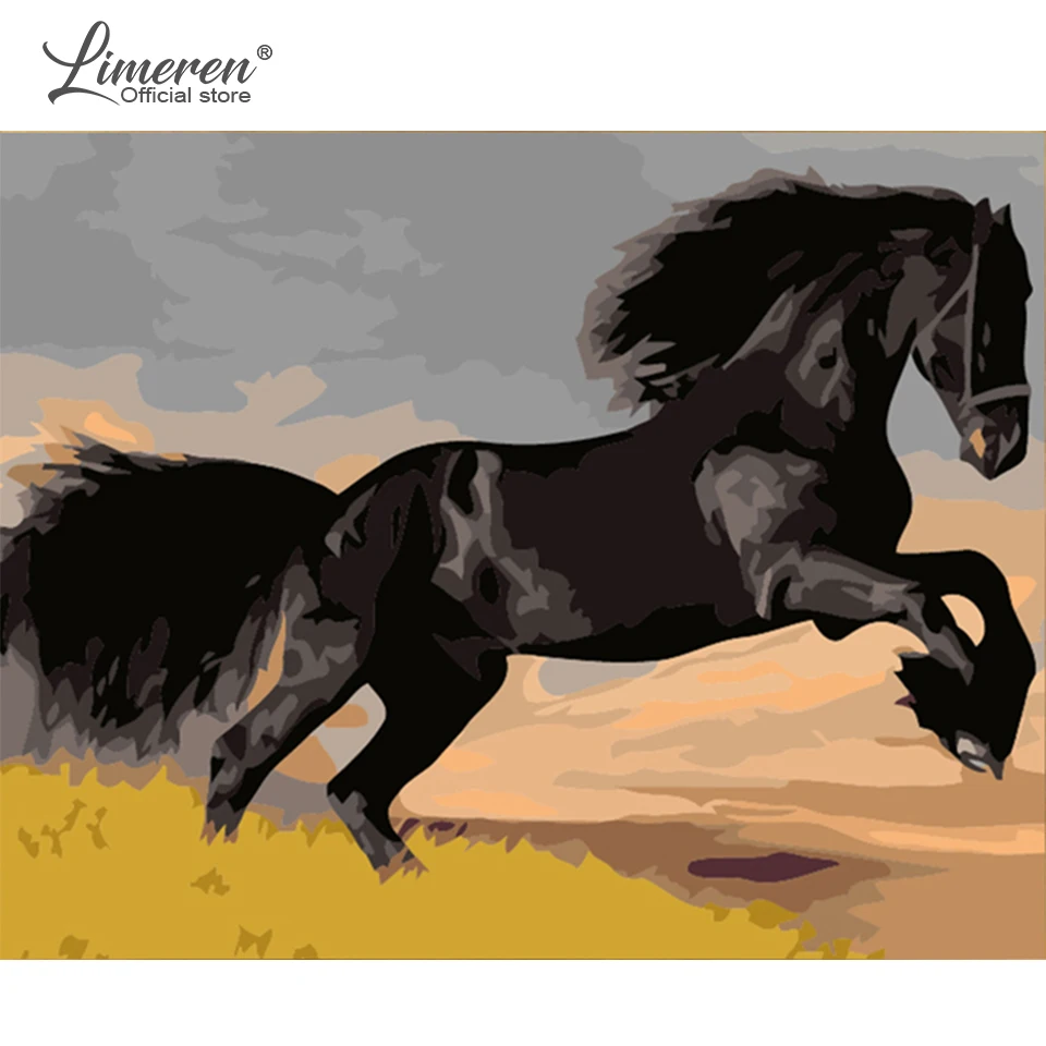 DIY Frame Oil Painting By Numbers Animals Horse Acrylic Modern Picture Home Decor For Living Room 40x50cm | Дом и сад