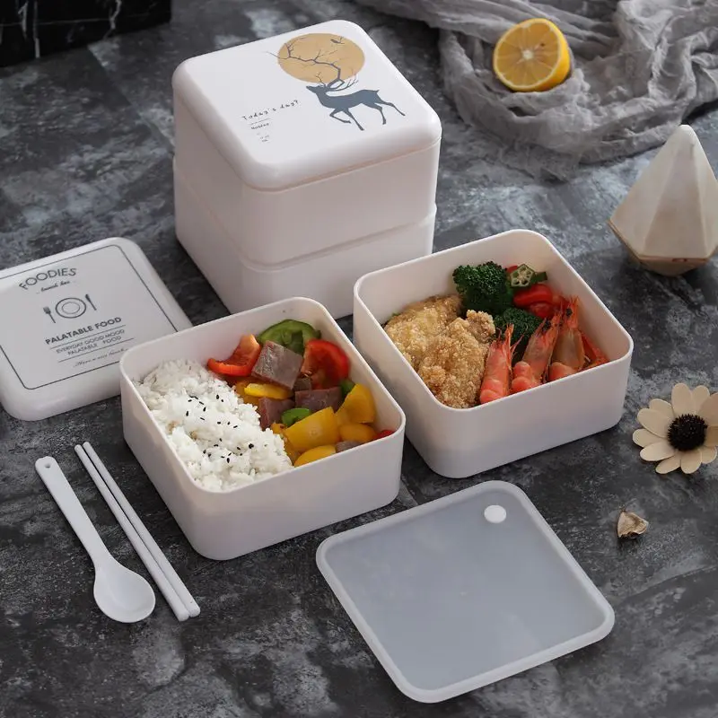 1 шт. Ланч бокс в скандинавском стиле 2 слоя портативная коробка для Бенто