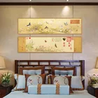 Картина в китайском стиле, пейзаж, Азиатский Цветочный декор, картина для украшения гостиной, домашний пейзаж, рисунок, плакат на холсте