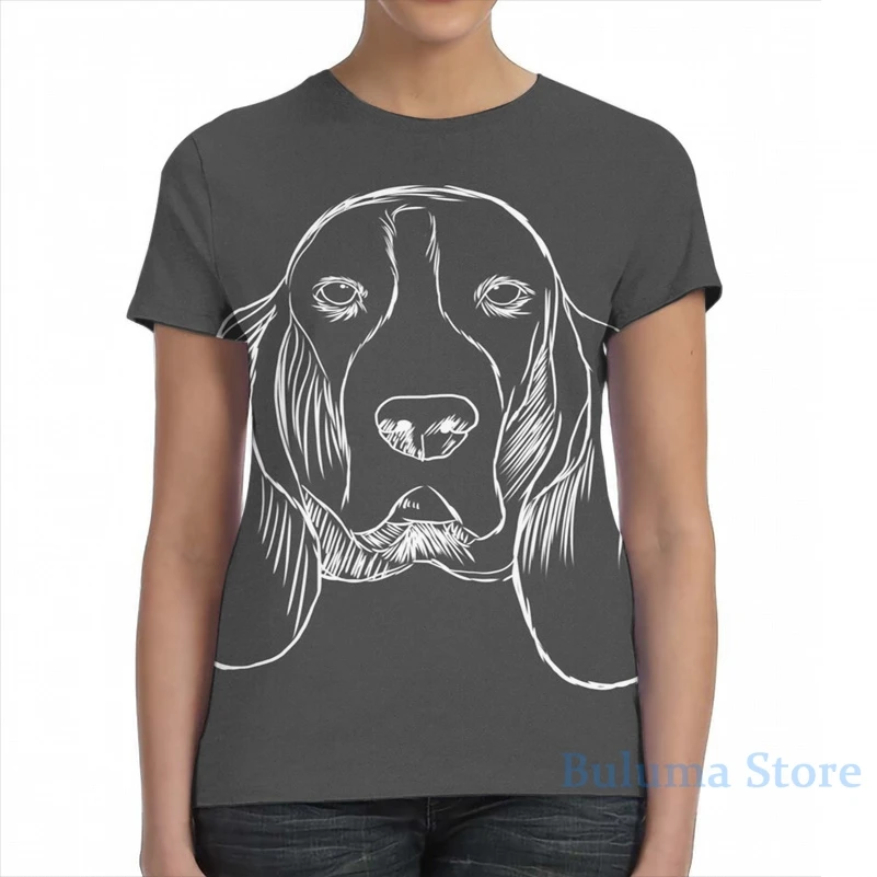 Мужская футболка bассет Хаунд (2) женская модная с принтом по всей длине топы для