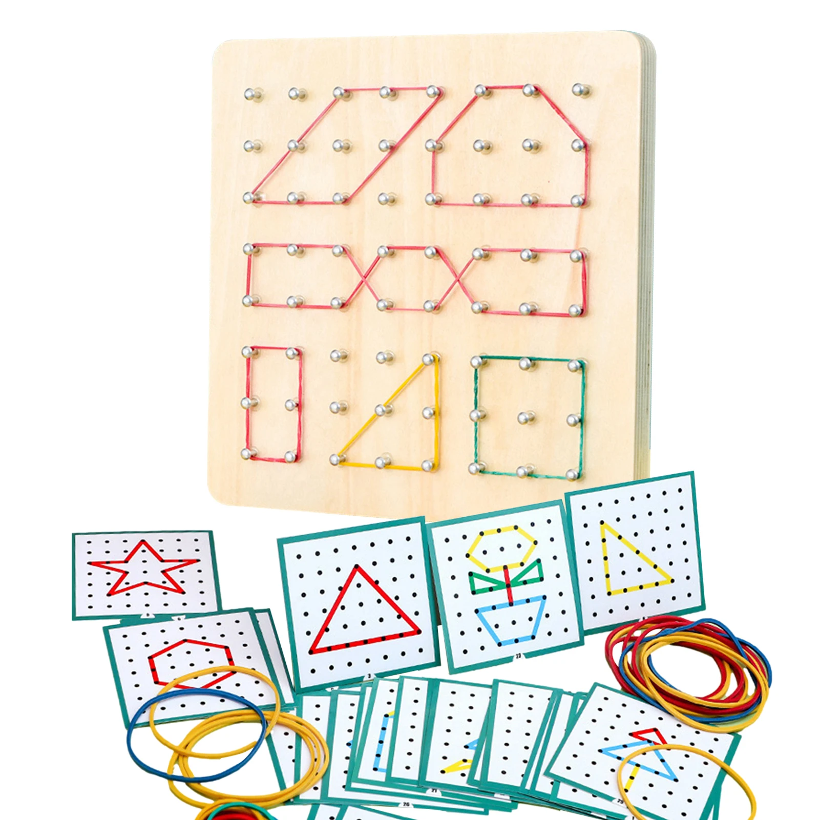 

Wooden Geoboard Children Educational Mathematical Graphical Toy Children's Educational Mathematics Wooden Board Game