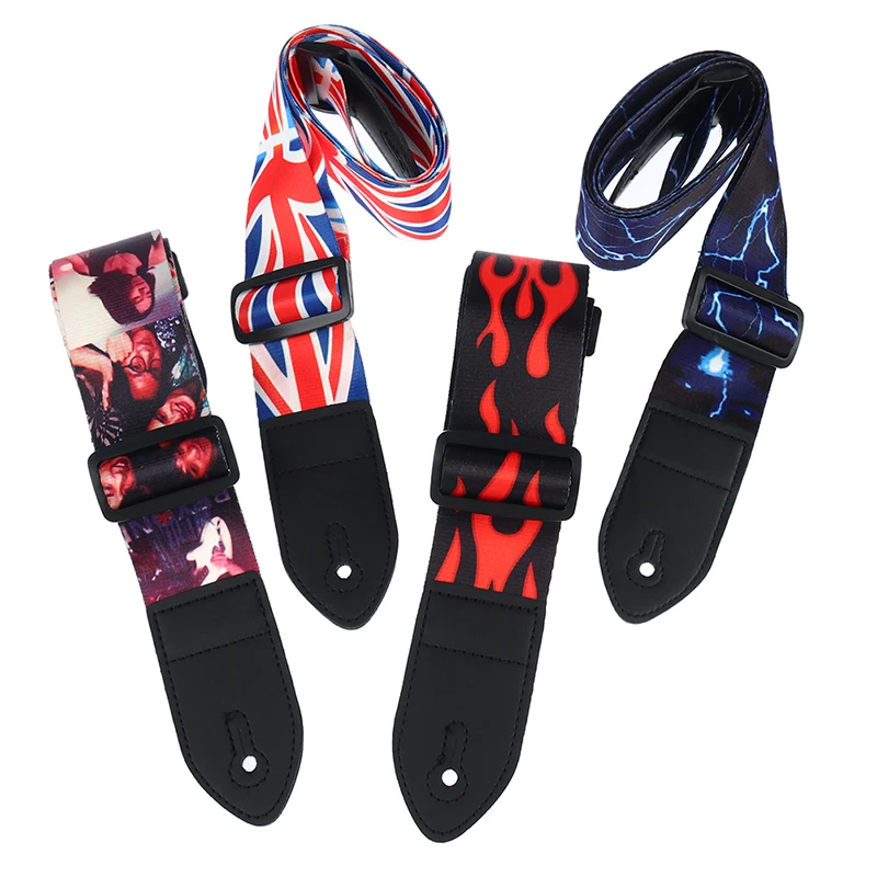 nylon gitarre strap für akustische elektrische gitarre und bass multi farbe gitarre gürtel einstellbare bunte druck nylon straps free global