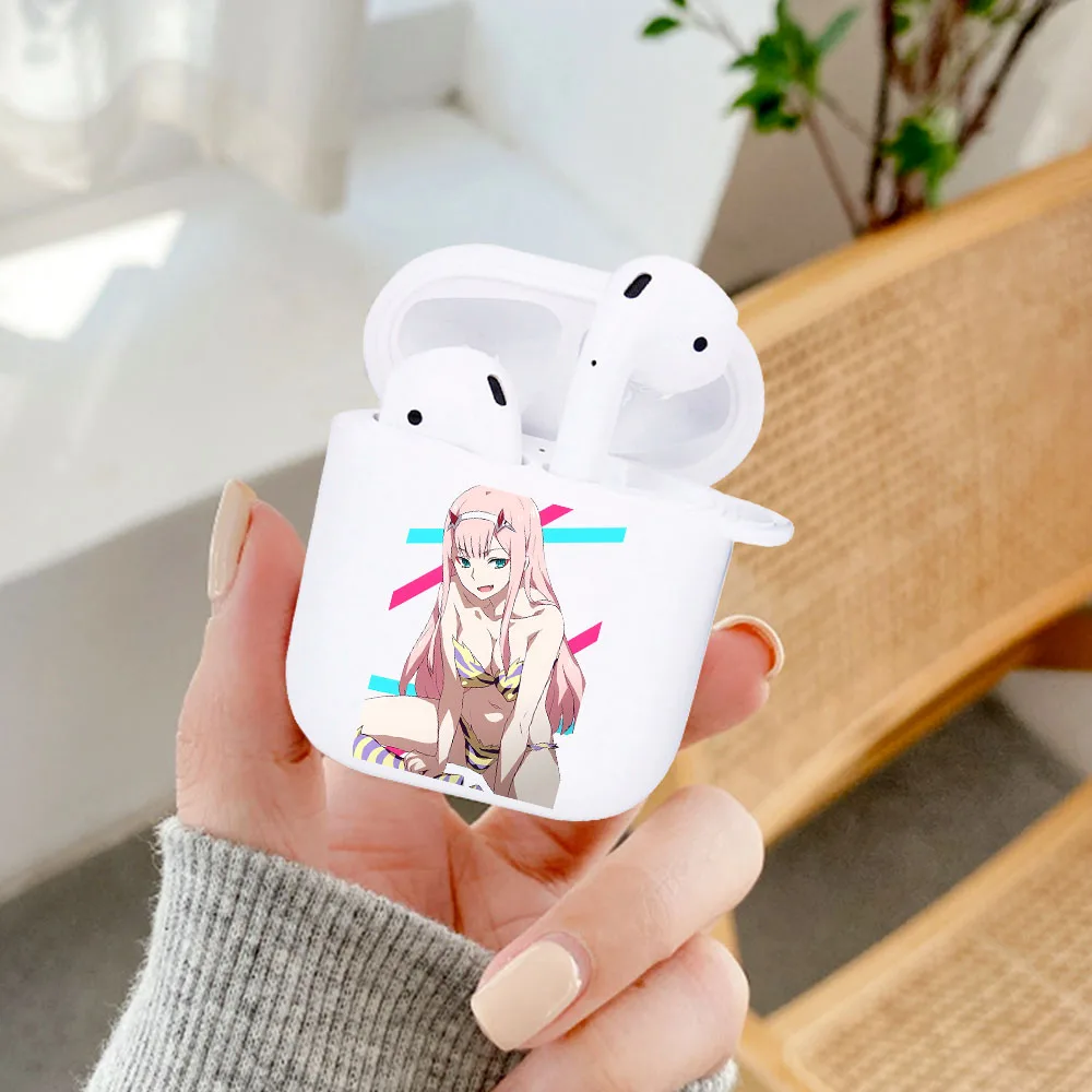 

Sexy Cute Zero Two DARLING in the FRANXX Anime White AirPod case For Apple AirPods 1 2 Wireless Bluetooth Soft TPU Cover Coque