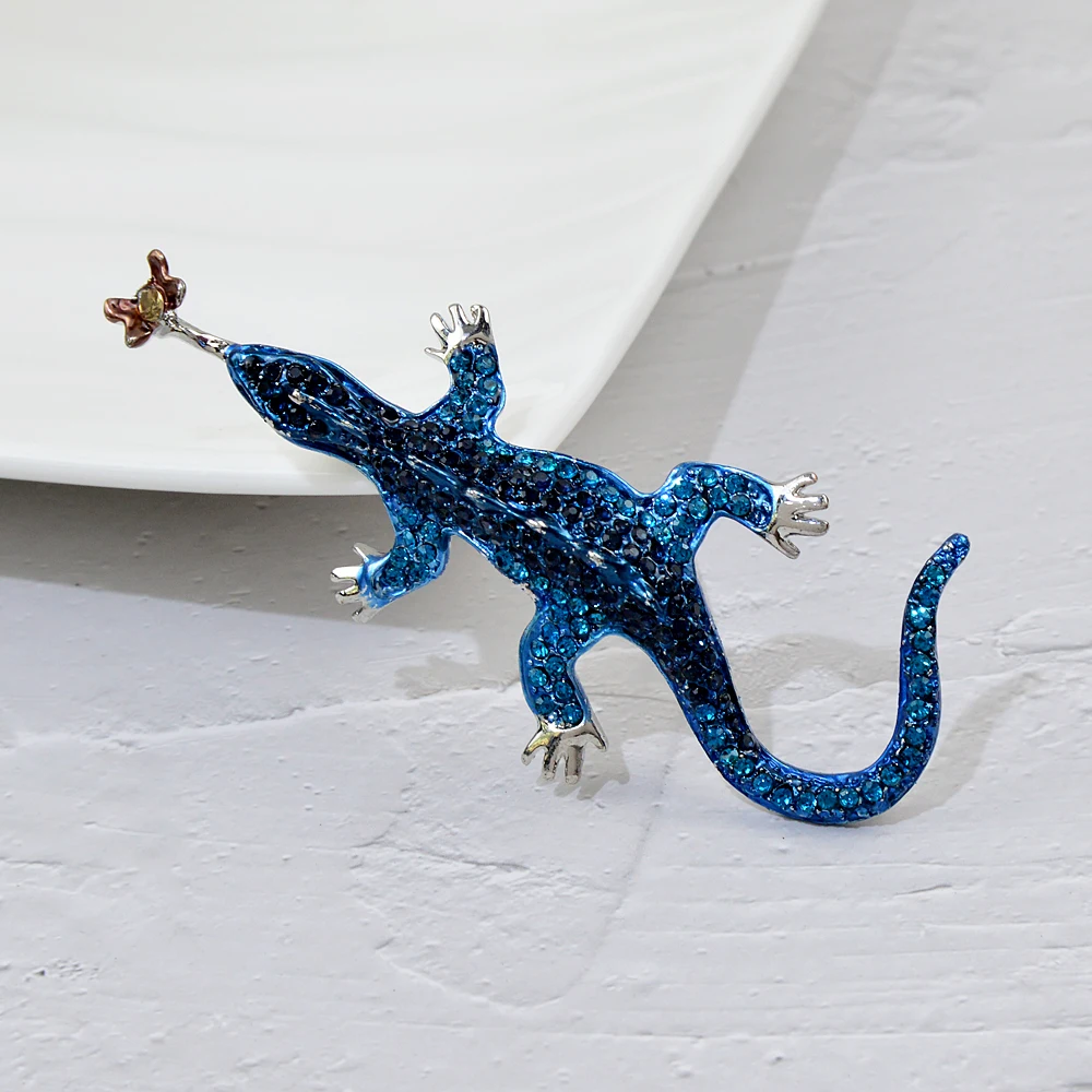 Брошь CINDY XIANG Lizard Preying On Moths стразы булавка Gecko животный дизайн модные ювелирные