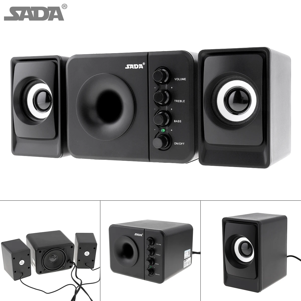 SADA D-202 комбинированные колонки USB проводные компьютерные колонки бас стерео музыкальный плеер сабвуфер звуковая коробка для ПК смартфонов