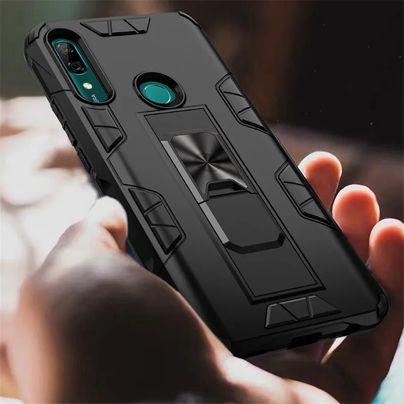 Чехол для Huawei P Smart Z на палец с магнитным кольцом держателем со встроенной