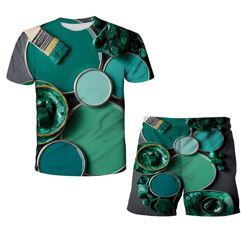 

Summer 3D Printing Seven Color Short Sleeve T-Shirt Suit Suitable For Boys GirlsTo Be Close To Nature Casual And Lovely Style
