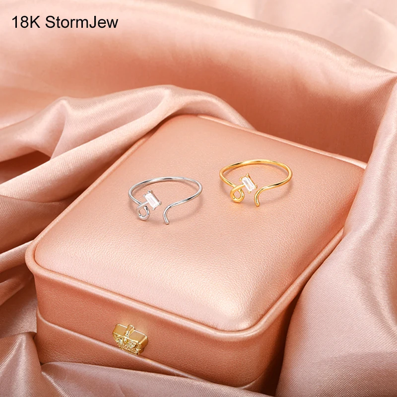 

Stainless Steel Zircon Rings For Women Irregular Opening Adjustable Ring Wedding Bands Finger Accessories Fashion Jewelry Gift
