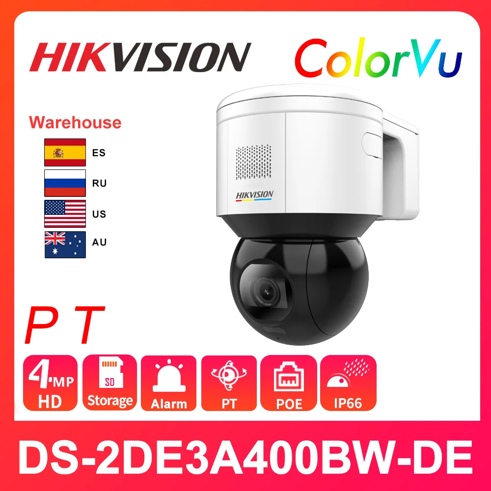 

Hikvision PTZ ColorVu 4MP Mini IP Camera DS-2DE3A400BW-DE HD POE H.265+ AcuSense Built-in Microphone & Speaker Face Capture