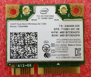 7260AC Для двухдиапазонной беспроводной карты intel AC7260 7260HMW 7260AC половинчатая мини PCIe BT4.0 SPS: 710661-001 для hp EliteBook840 - Цвет: 7260AC