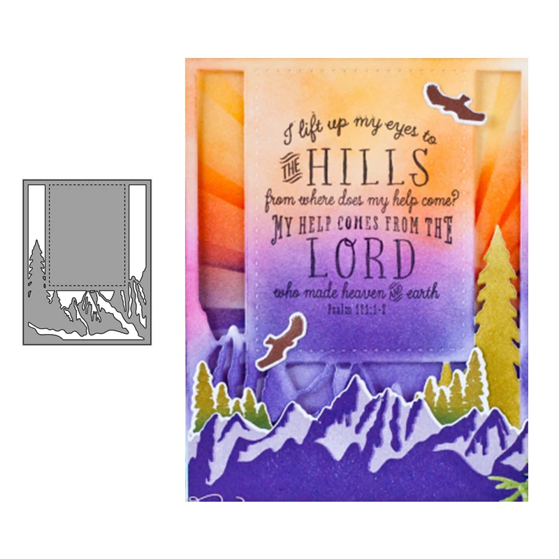 

JC Metal Cutting Dies for Scrapbooking Mountain Background Frame Decoration Stencil Handmade Card Make Model Craft Mold Die Cut