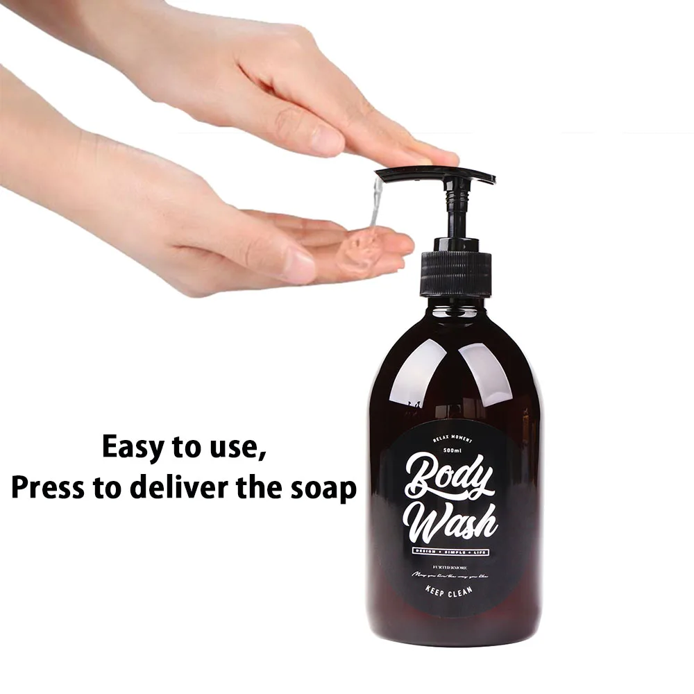 3 in 1 set soap dispenser for shampoo body wash hair conditioner bathroom 500ml washing set brown plastic storage bottles free global shipping