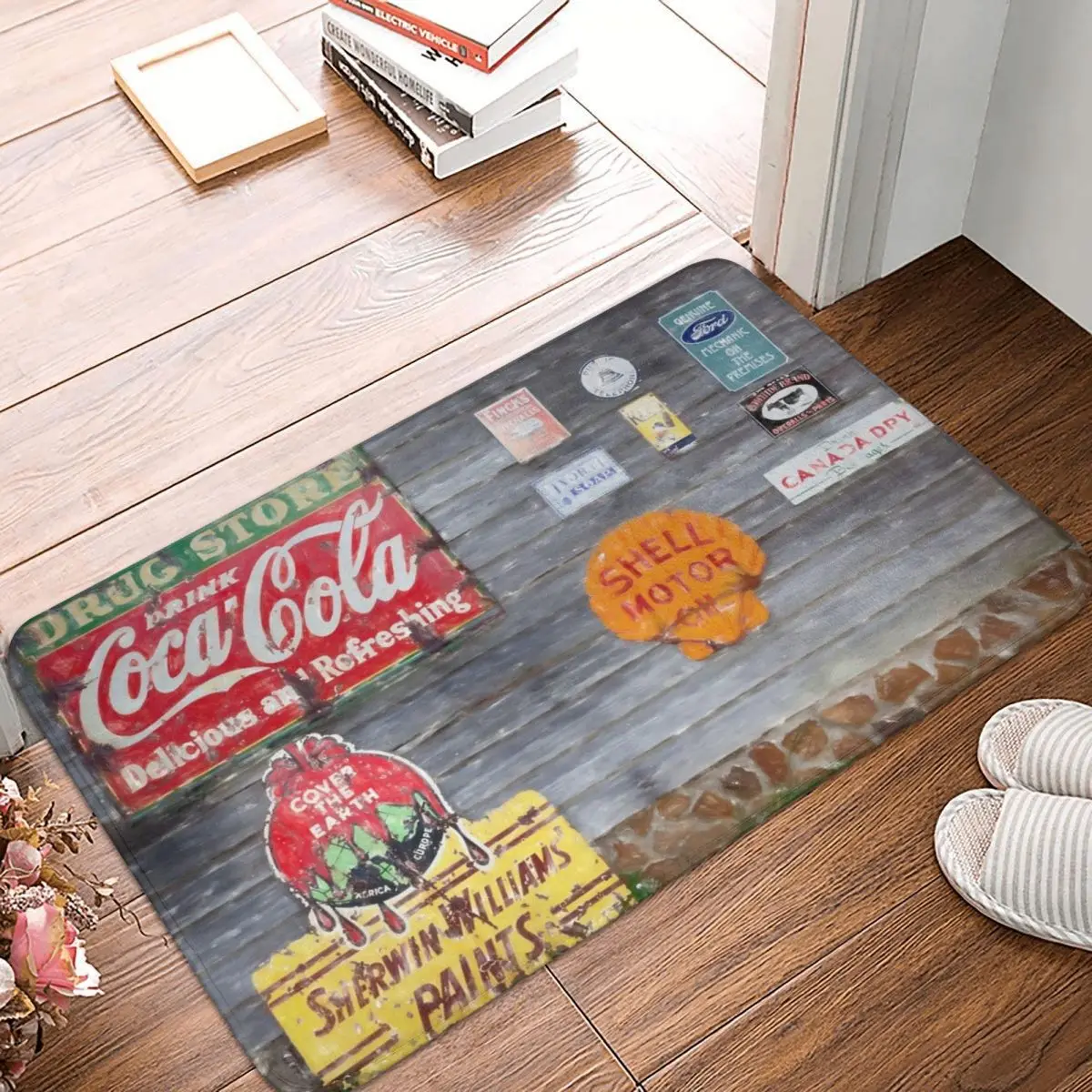 

509C Old Advertising Signs Doormat Carpet Mat Rug Polyester Non-Slip Floor Decor Bath Bathroom Kitchen Bedroom 40*60