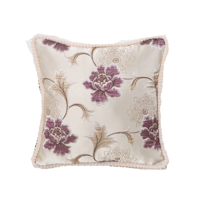 

Sofa Cushion Lliving Room European Style Pillow Household Decoration Jacquard 48*48cm Shape Spandex Flower Embroidery Pillowcase