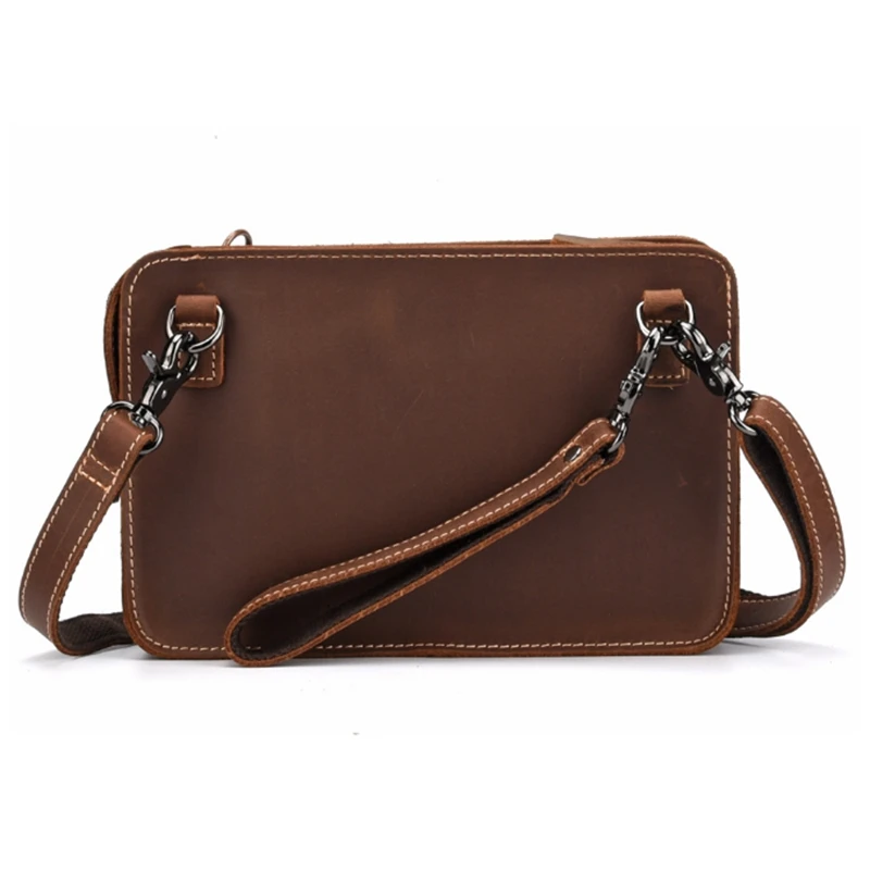 

New Fashion Men's Leather File Document Bags Zipper Business Male Hand Clutch Bags