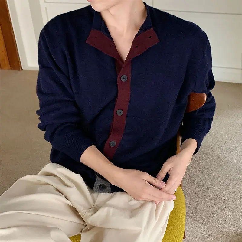 

Autumn Winter Cardigan Men's Slim Warm Fashion Casual Stand-up Collar Sweater Coat Men Korean Loose Sweater Jacket Mens Clothes