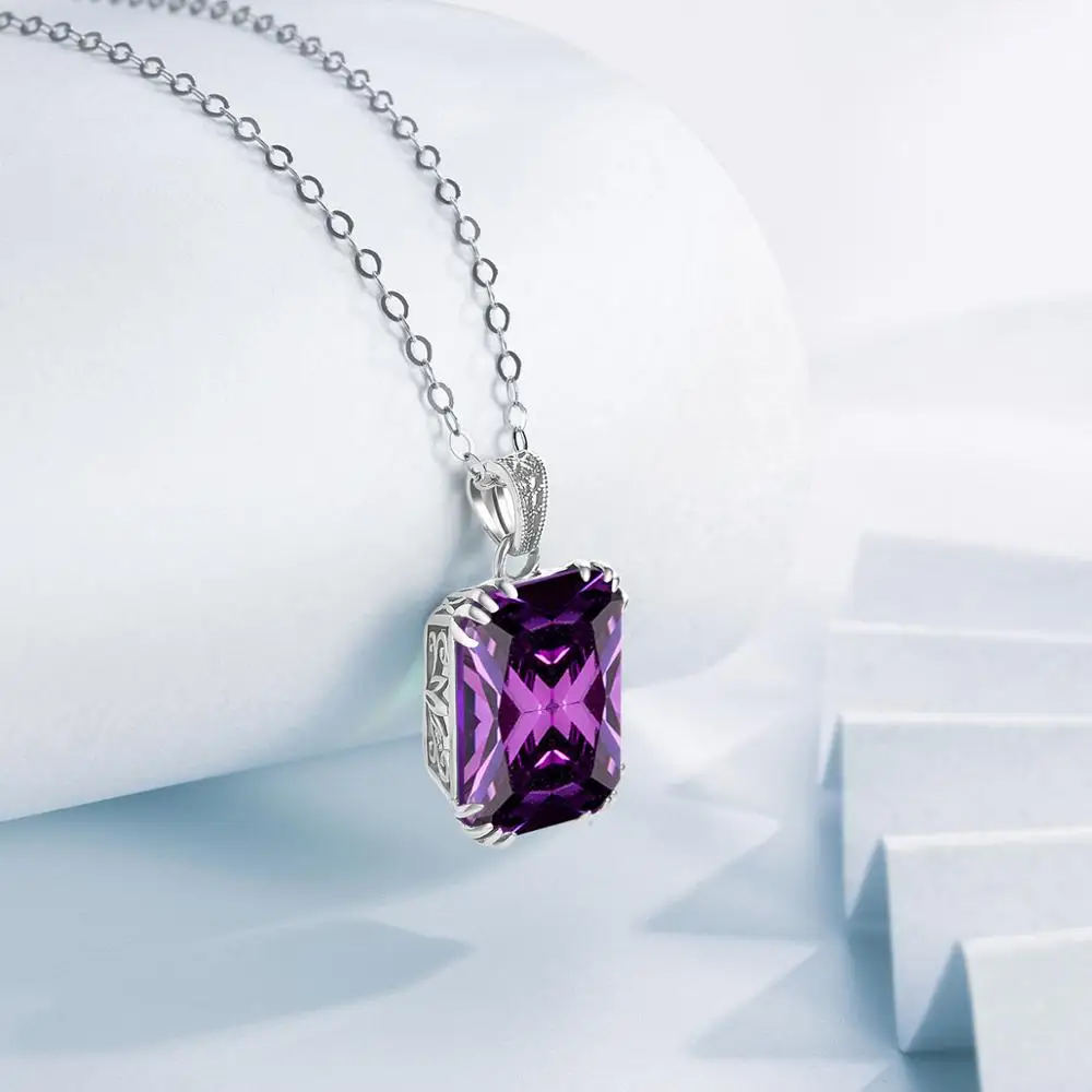 

Подвески из 100% настоящего серебра 925 пробы, винтажные, прямоугольные, с аметистом, для мужчин и женщин, ручной работы, Новинка