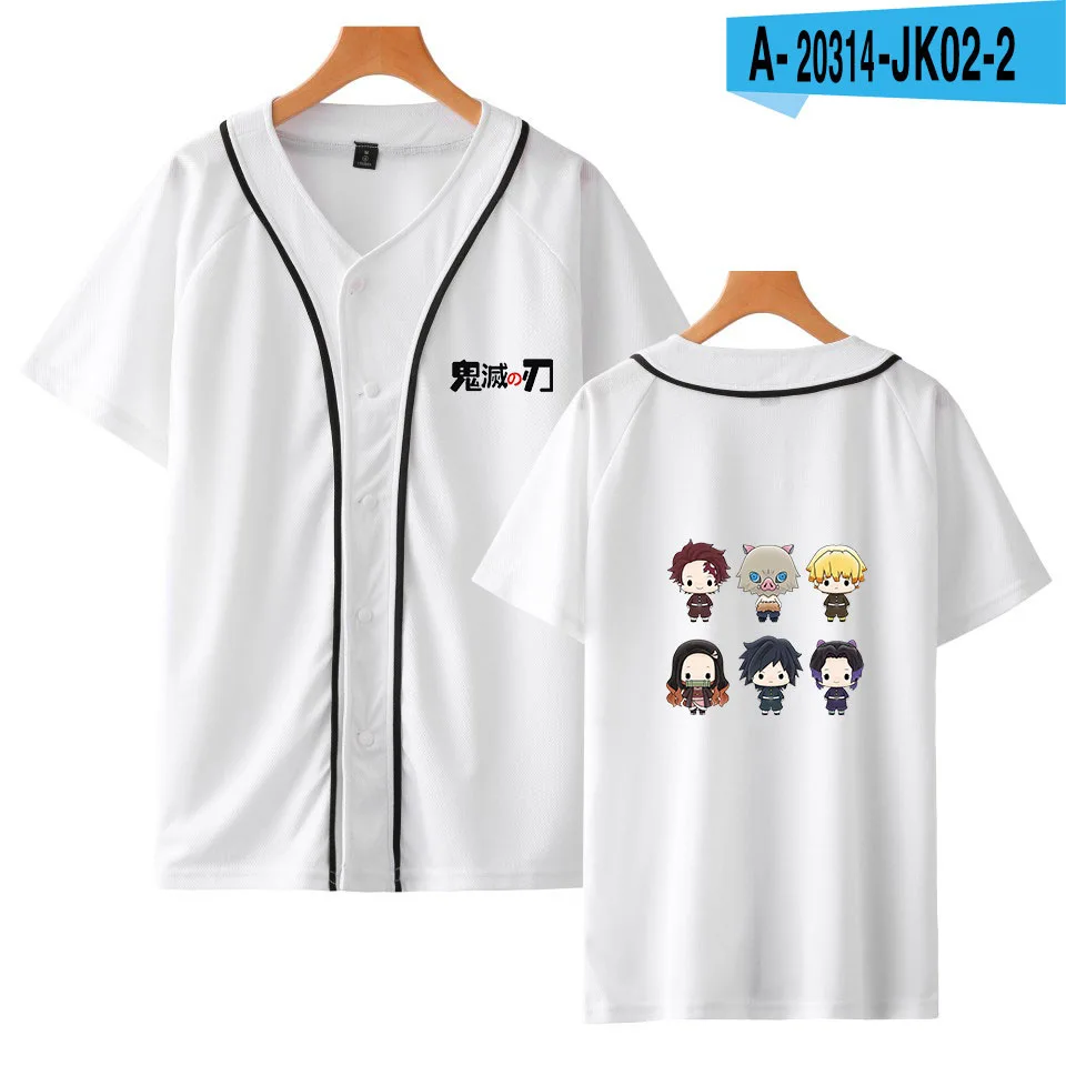 

Anime Demon Slayer Baseball T-shirts Women Men Cosplay Costume Short Sleeve Breathable T-shirt Street Wear Clothes Summer