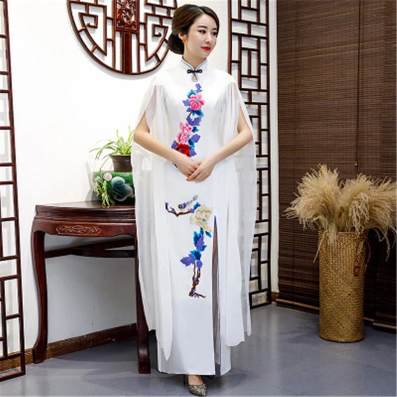 Qipao Длинные красные платья Восточное женское платье для свадебной вечеринки