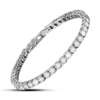 jeroot high quality white and black zircon bracelet stainless steel 4mm width women tennis bracelet